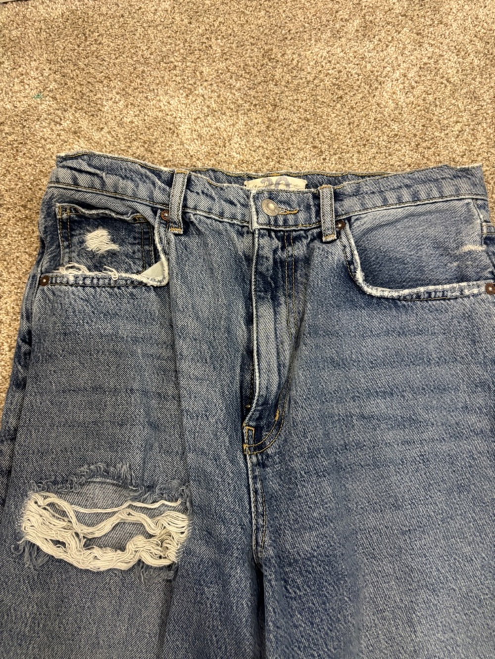 FREE PEOPLE Ripped Distressed Raw Hem High Rise Size 30 - Picture 5 of 10